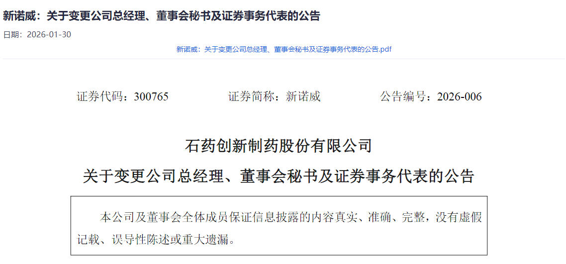 净利润连续三年大幅下滑！新诺威迎“90后”总经理，此前兼任公司董秘、证代和财务总监，年薪仅22万元