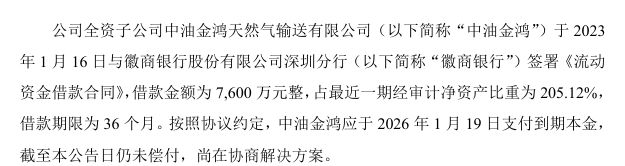 ST金鸿子公司7600万元借款逾期,占最近一期经审计净资产比重超200% ST金鸿子公司7600万元借款逾期,占最近一期经审计净资产比重超200%